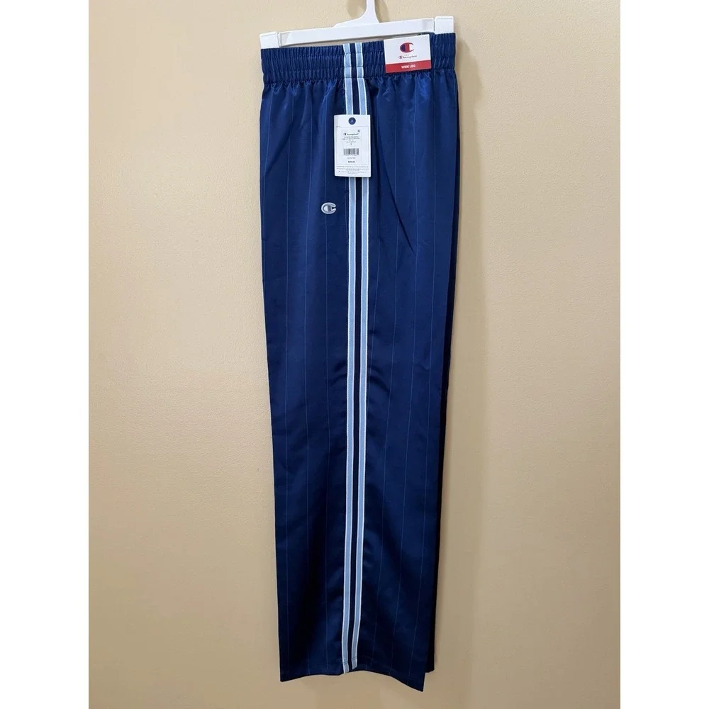 Champion Women's Game Set Match Pants~ Blue Depths Pinstripe Size L NWT